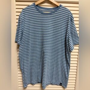 Lucky Brand Venice Burnout T Shirt XL Blue White Stripe Soft Casual Tee Summer